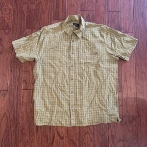 Marmot Shirt Mens XL Green Plaid Short Sleeve Button Up Outdoor Summer Hiking